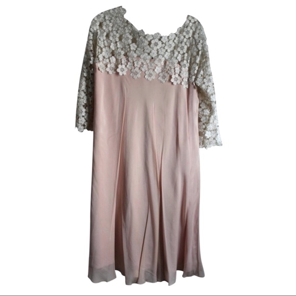 Hoss Intropia Pink and Beige Lace Flowy Dress - Picture 1 of 12